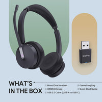 Yealink WH64 Hybrid DUAL UC DECT & Bluetooth Wireless Headset with Mic for Work, Bluetooth Headphones with DECT Dongle, 3X Mic, 492ft Range,32H Talk Time, Office Portable Stereo On Ear Headsets for PC Laptop