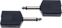 Keple 6.35mm Mono Jack Plug to 2 x Twin 6.35mm Mono Jack Socket Splitter Adapter Dual Mono 1/4 Y Adaptor, Pack of 2