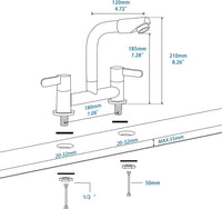 Kitchen Mixer Tap Dual Lever 360Â° Aerator Swivel Monobloc 2-Hole G1/2 Hose â Black 180mm