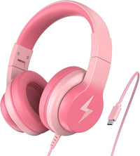 Candy Bila Kids Headphones, Wired Headphones for Kids Over Ear with Microphone, 85/94dB Volume Limiter Headphone for Girls Boys, Foldable Headphone for Learning & Entertainment,Gradient Purple