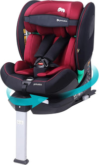 globalkids i-Size 360 Swivel Car Seat, Group 0+123 Car Seat with ISOFIX and Support Leg, ECE R129, 0-36 kg, 0-12years, 40cm-150cm, (Black Grey)