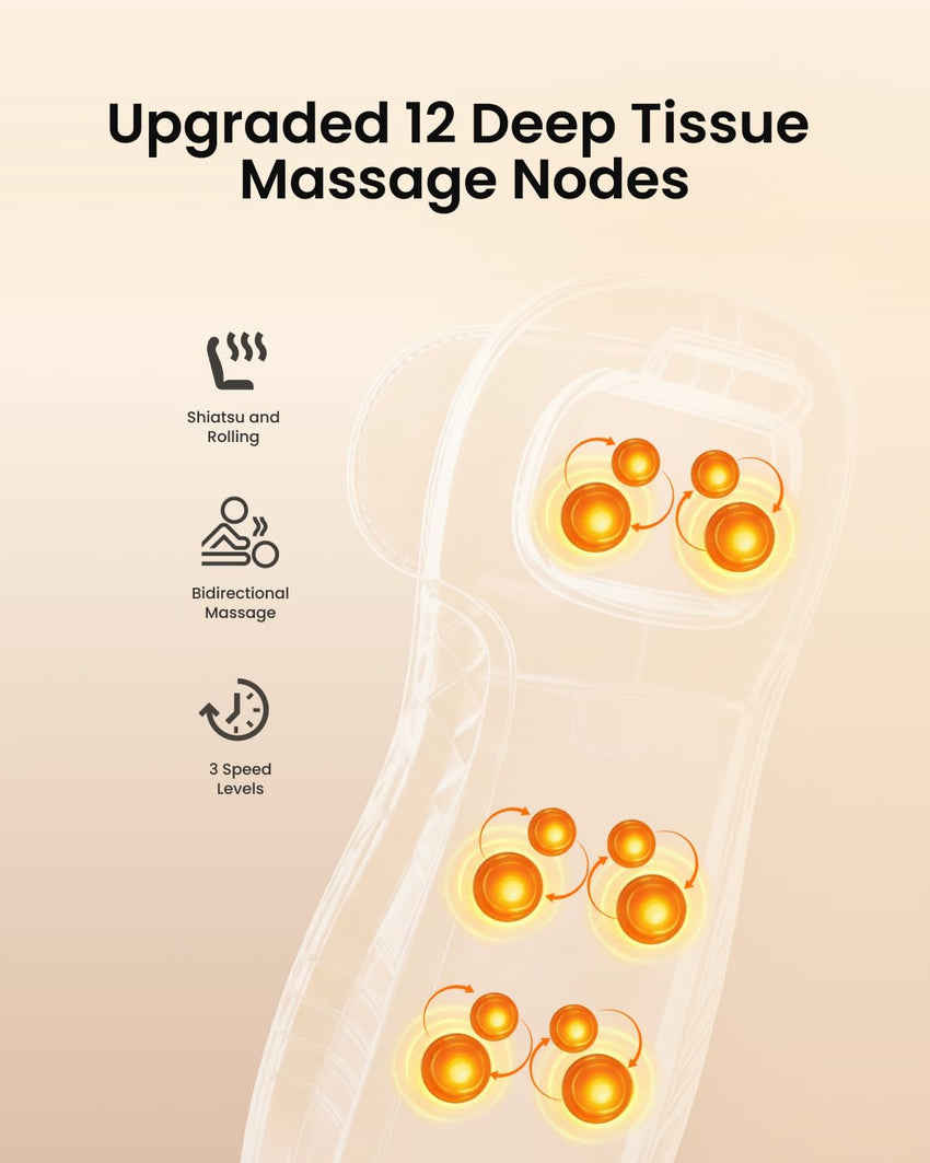 RENPHO Back Massager with Heat, Shiatsu Massage Chair, Full Back Massager Deep Tissue Kneading, Massager Seat Vibration, Height Adjustable Use at Home & Office