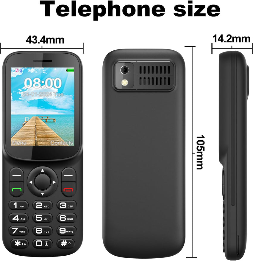 T185 | 4G SIM Free Mobile Phone Unlocked with Dual Nano SIM Slot | 1.8" LCD Screen | Bluetooth | 1000 mAh Battery | FM Radio | Compact Basic Mobile Phone with Torch| Pay As You Go Phones All Carriers