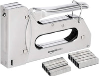 Amazon Basics Heavy Duty Stapler Gun with 500 Staples, for Upholstery, Home Repairs, Carpentry and other Professional Projects, Silver