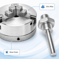 Mini Lathe Zinc Alloy Mini Lathe Three Claw Mandrel, M12 * 1 Manual Chuck Power Tool Electric Drill Binding Power Tool for Woodworking, Small Machine - Metal Tool
