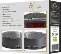 LLOYTRON "Daybreak" Alarm Clock Radio with Buzz Alarm or Radio - Snooze Function - Sleep Timer - Rotary Tuning and Volume Controls - Mains Operated - AM / FM Radio - J2006BK - Black