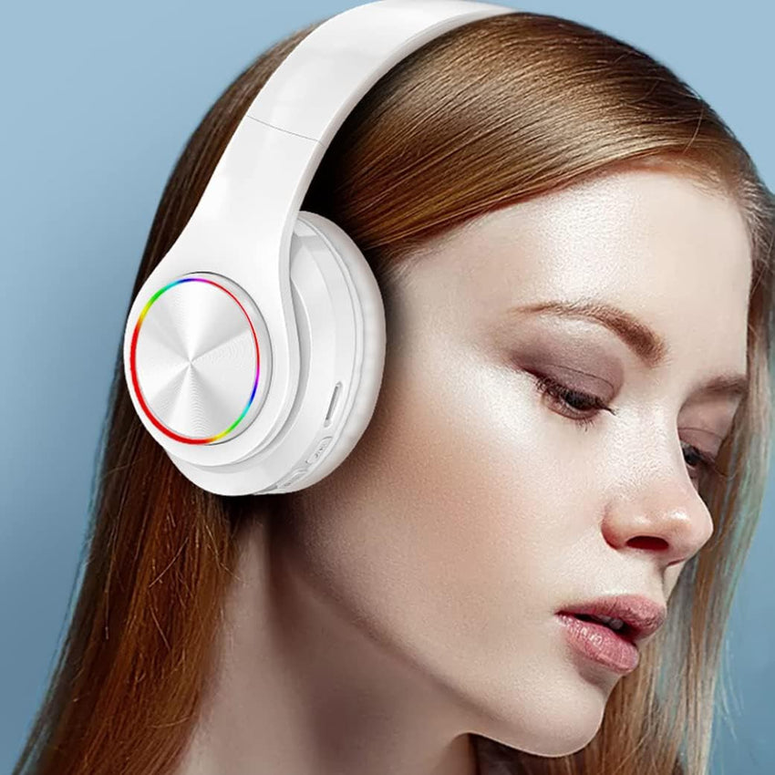 QZH Gaming Headset Head-Mounted Luminous B39 Headphone Wireless Bluetooth Earphones Black Red