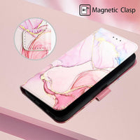 for Google Pixel 9 Case, 9 Pro Case, Marble Wallet PU Leather Shockproof Flip Phone Cover Card Holder Magnetic Clasp Kickstand TPU Inner Shell Bumper Case Cover for Google Pixel 9/9 Pro, Rose Gold