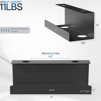 VIVO Under Desk 43cm Extra Deep Cable Management Trays, Power Strip Holders, Cord Organizers, Wire Tamers for Office and Home, Black, 2 Pack, DESK-AC16-2C