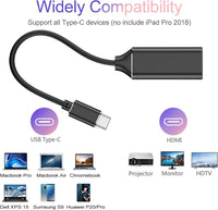 USB C to HDMI Adapter 4K for Mac OS, Type-C to HDMI Adapter [Thunderbolt 3], Compatible with MacBook Pro 2019/2018/2017, MacBook Air, Galaxy, Dell XPS, Pixelbook, Microsoft and More (1 Pack)