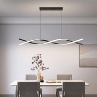 Mikeru 120CM Wave Pendant Light, Black Creative LED Dining Lights 3000/4500/6000K Dimmable 10% to 100% Pool Table Lighting Adjustable Kitchen Island Lamp for Living Room, Bedroom