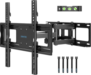 BONTEC TV Wall Bracket for 23-70 Inch LED LCD OLED Screens, Full Motion Double Arm TV Wall Mount Swivels Tilts Extends up to 380mm, Holds 45kg, Max VESA 400x400mm, Includes Spirit Level