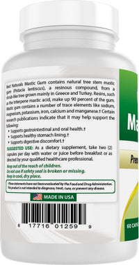 2 Pack - Best Naturals Mastic Gum Capsules 500 mg - 60 Count - (Non-GMO) (Gluten Free) - Promotes Healthy Stomach & Duodenal Health - (Total 120 Capsules)