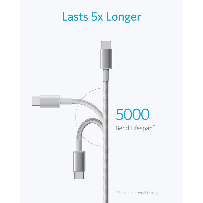 Anker USB C Charger Cable, 2-Pack 3 ft (0.9 m) USB to USB C Cable, USB A to USB C Braided Phone Charger Cable for iPhone 17/16/15, iPad Pro, Samsung Galaxy, MacBook Pro,and More(Silver