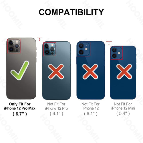 HOOMIL Case for iPhone 12 Pro Max, Non-Yellowing, Drop Protection, Anti-Scratch Transparent Hard Back Phone Cover - Crystal Clear