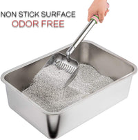Extra Large Stainless Steel Litter Box Odourless Easy Cleaning â 28x20x6 inch
