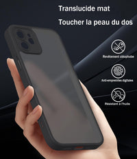 Mootobo iPhone 12 Case 6.1 inch, Military-Grade Protection 360^0 Full Body Frosted Translucent Back Phone Cover, Anti-Fingerprint Slim Shockproof Phone Case for iPhone 12 - Black