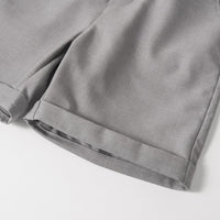 Boys' 4-piece Summer Formal Suit Short-Sleeve Shirt Vest Bow Tie Shorts Grey 11-12 yrs (160)