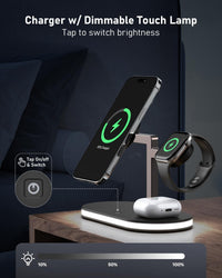 4-in-1 Magnetic Wireless Charging Station for iPhone Apple Watch Earbuds with Night Light Black