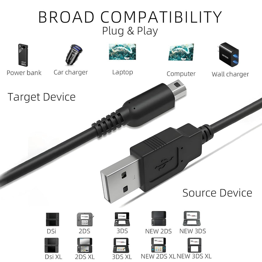Nintendo DSi/DSi XL / 3DS / 3DS XL USB Power Charging/Charger Cable