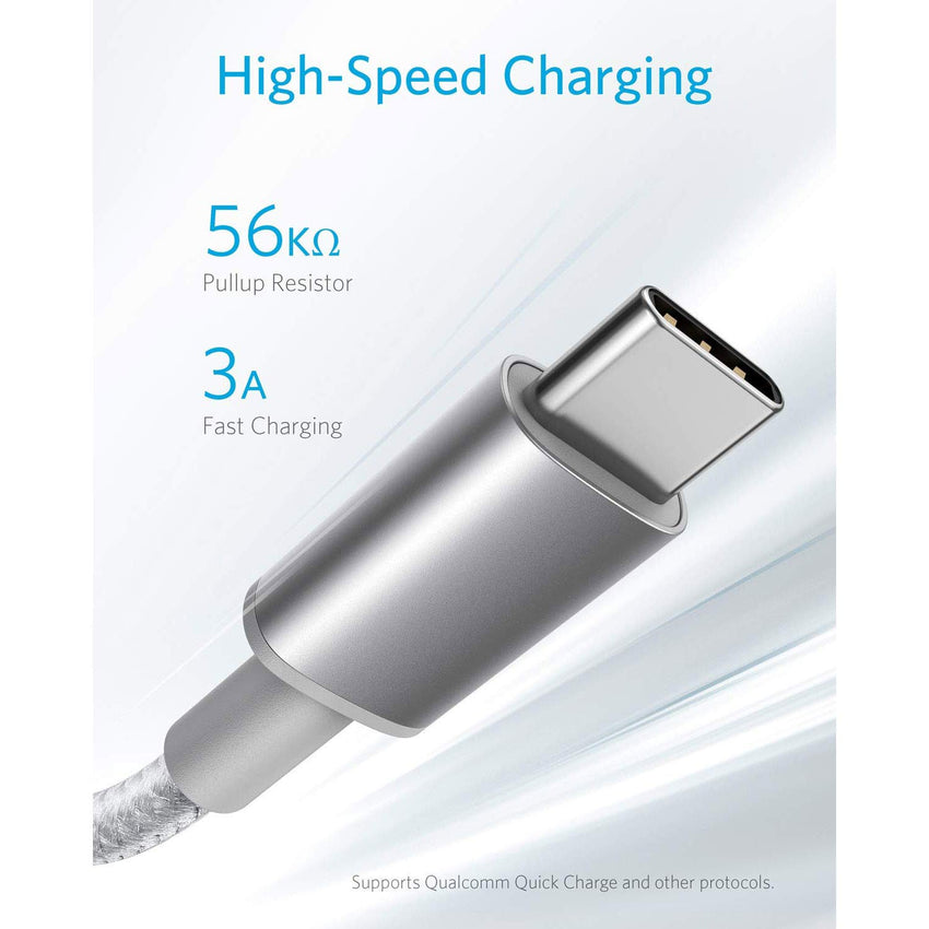 Anker USB C Charger Cable, 2-Pack 3 ft (0.9 m) USB to USB C Cable, USB A to USB C Braided Phone Charger Cable for iPhone 17/16/15, iPad Pro, Samsung Galaxy, MacBook Pro,and More(Silver
