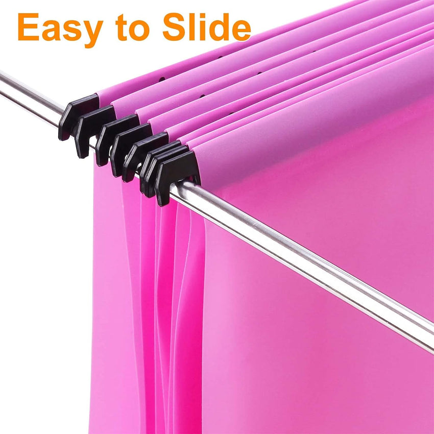 Srvnpioy A4 Suspension Files with Tabs and Card Inserts for Filing Cabinets (Pack of 12, Pink) Polypropylene A4 Hanging Filing Storage Folders for Office Home School