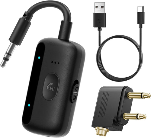 MOXYOY Bluetooth 5.4 Transmitter Receiver, 2-in-1 Wireless Aux Bluetooth Adapter, 3.5mm Jack Connection Compatible with Car, Airplane, TV, Headphone, Airpods, Speaker