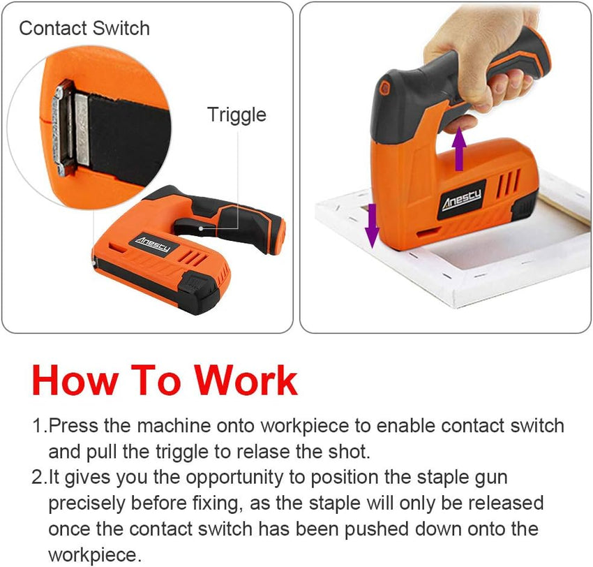 Cordless Staple Gun, 2in1 Electric Stapler & Nailer, Rechargeable Stapler/Tacker, with 2000pcs 10mm Nails and 2000pcs 10mm Staples [Small, Lightweight, Compact]