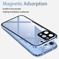 TOPF&B Privacy Case for iPhone 15 Plus,Magnetic Cover Built-in Privacy Screen Protector and Camera Protector,360 Degree Full Cover Metal Bumper Case for iPhone 15 Plus,Blue