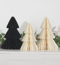 GISELA D Paper Honeycomb Christmas Trees Set of 4 Reusable Table Decorations â Black and White