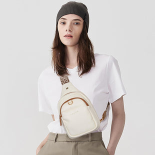 OSOCE Crossbody Bag for Women PU Sling Belt Bag Small Shoulder Chest Bag Purses with Adjustable Guitar Strap Phone Cable Hole Fanny Pack Cross Body Bags with for Ladies Travel Shopping.