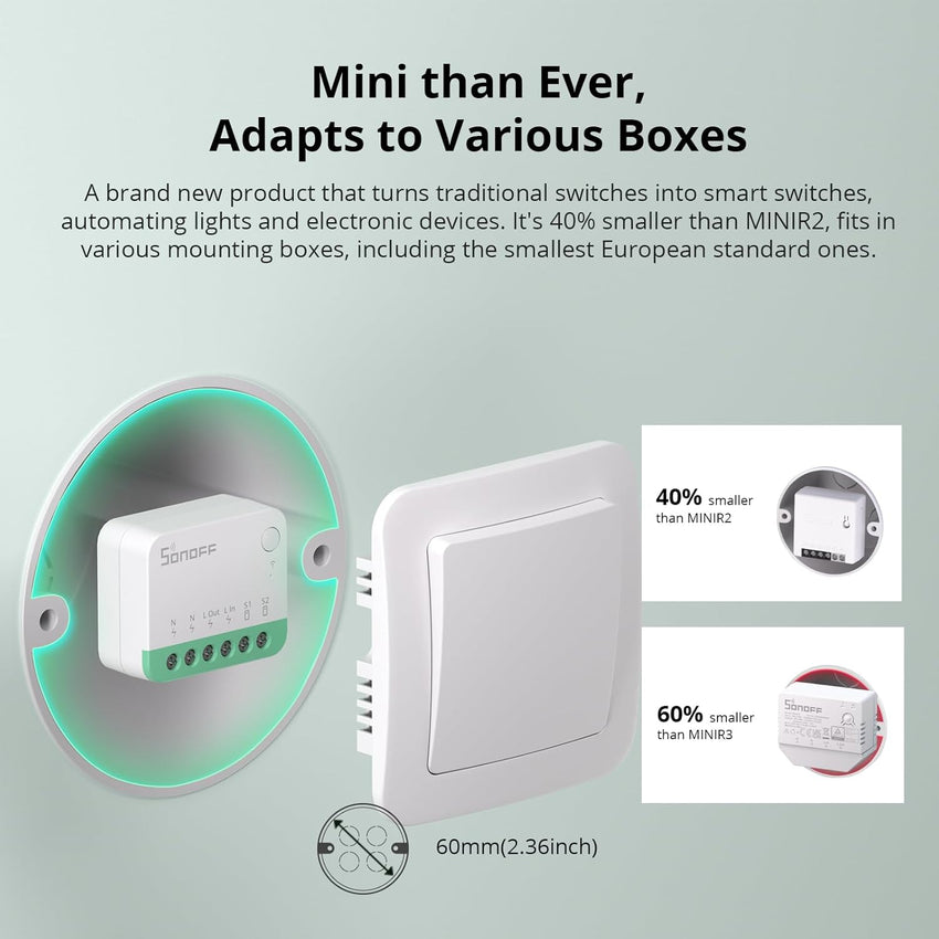 SONOFF Matter Smart Switchï¼Wifi Mini DIY Moduleï¼works with Alexa/Google Homeï¼Neutral Required