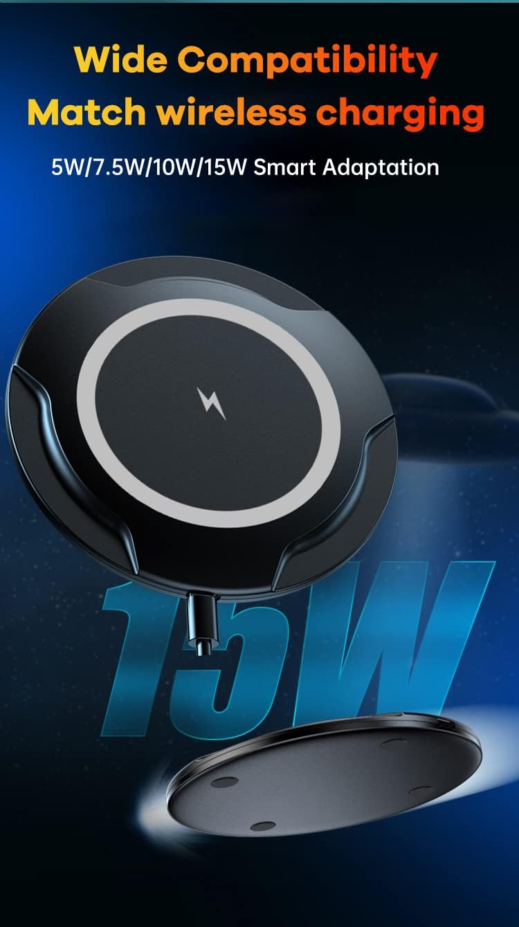 Wireless Charger Qi Certified 15W Fast Charging Pad Wireless Charger Compatible with iPhone 13 pro max/13/12/SE/11/X/XS/XR/8, Samsung Note S21/S20/S9(15W Black)