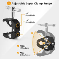 TARION Magic Arm with Super Clamp - Upgraded 11inch/28cm Flexible Camera Articulating Friction Arm Mount & Adjustable Crab Clamp with 1/4" 3/8" Thread Screw for LCD Monitor LED Lights Action Camera