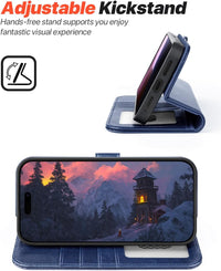 OCASE for iPhone 16 Pro Max Case, Detachable 2 in 1 PU Leather Wallet Case with RFID Blocking, Wireless Charging, Card Holders, Kickstand, Shockproof Removable Phone Cover, Blue