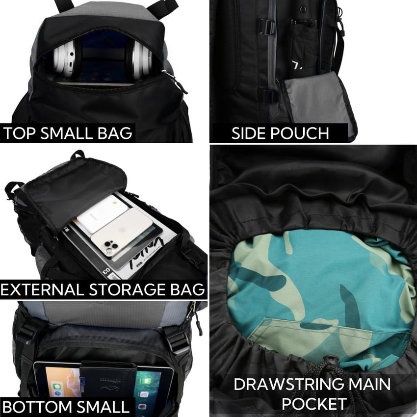 Fesky Large Waterproof Rucksack Lightweight Adjustable for Camping Hiking Ã¢ÂÂ Black 90L