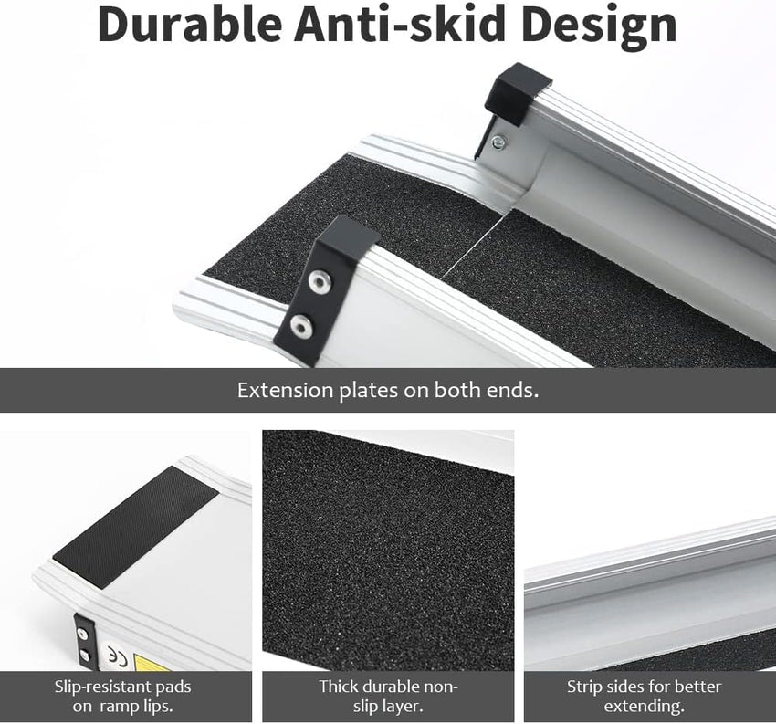 2PCS Telescopic Wheelchair Ramps 5FT, gardhom Portable Adjustable Ramps for Mobility Scooters 272KG Loading Capacity for Home Front Door Stair Steps