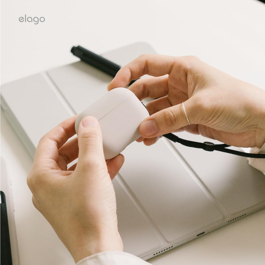 elago Liquid Hybrid Case Compatible with AirPods Pro 3 Case Cover - Triple Layer Protection, Strap Included, Wireless Charging, Shock Resistant (Stone)