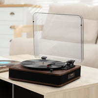 Retrospiler Record Player, Bluetooth Input & Output Turntable with Built-in Speakers, FM Radio, Vinyl-MP3 Recording, USB & SD Playback, LED Screen, Walnut...