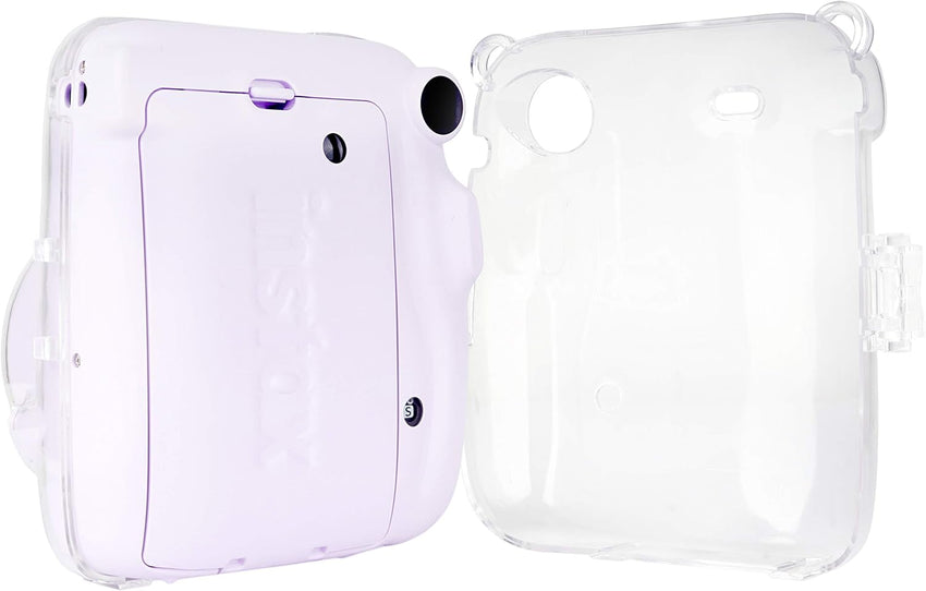 Yosuny Portable Case Compatible with Fujifilm Instax Mini 11 Instant Camera with Adjustable Strap and Storage back pocket (Transparent shell)
