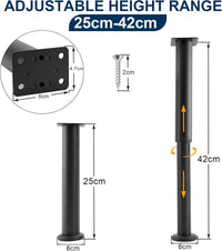 Adjustable Furniture Legs 10 16.5in/25 42cm Metal Bed Frame Support 4pcs Black