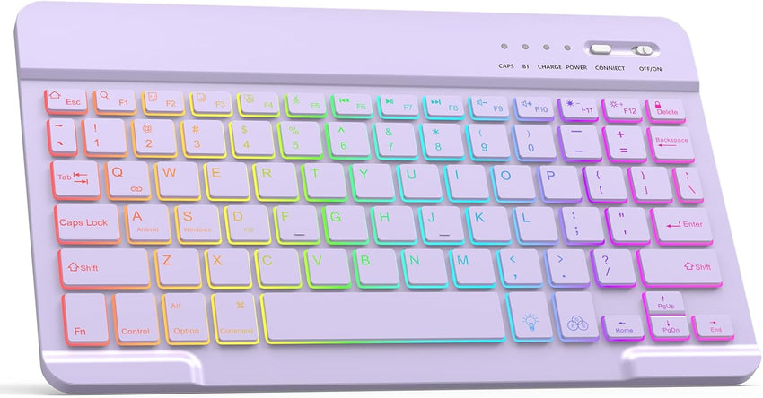 Bluetooth Keyboard Rechargeable Wireless QWERTY Portable for iPad/iPhone â Light Purple