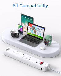 Extension Lead with 3 USB Slots(2 USB C), 4 Way Plug Extension Socket, 1.8M Wall Mount Socket Extension Cable, Multiplug Power Strip for Home, Office, School Supplies
