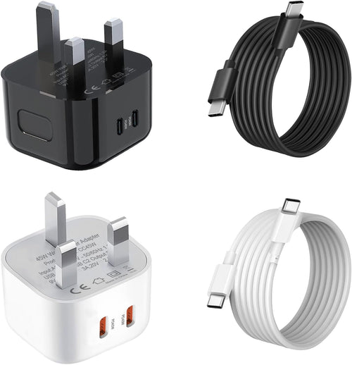 2Pack 45W Super Fast Charger for Samsung Galaxy S26 Ultra/S25 Plus/S23 Ultra/S24 FE A57 A37 A56 5G A36 A54 A55 A25 A17 A53 A35 Z Fold 5 6 7 8 Dual USB C Charging Plug Phone Adaptor and USBC Cable