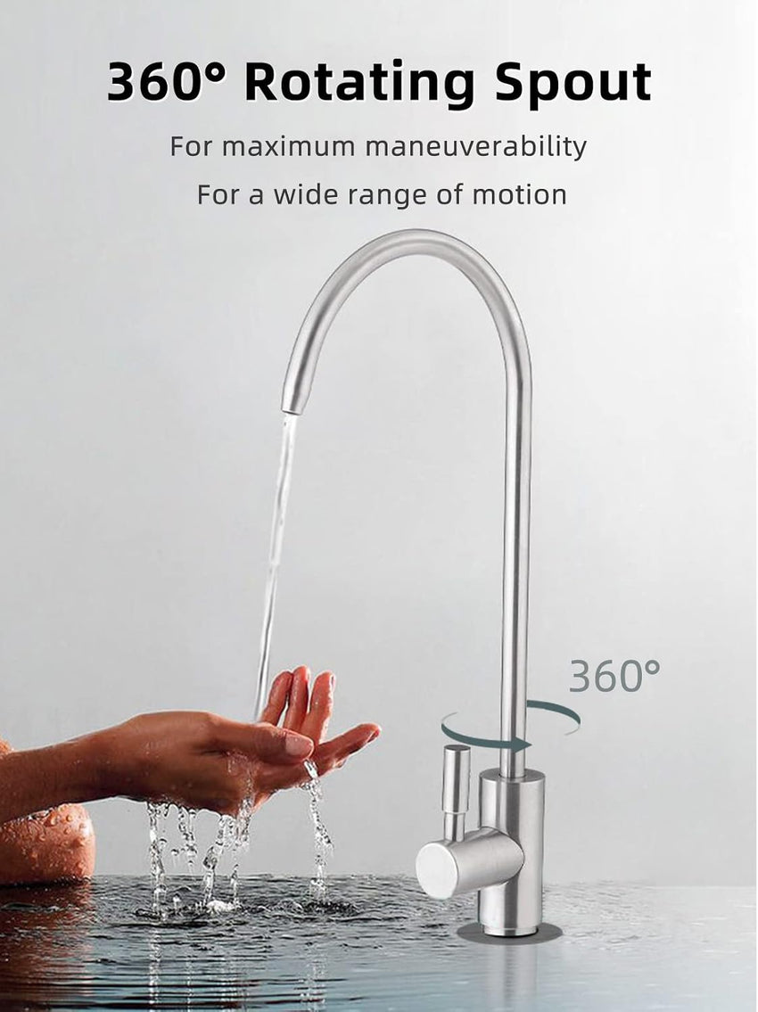 Drinking Water Tap,Easy to Install Sink Water Filter Tap,Lead-Free Reverse OsmosisTap for Kitchen Bar Sink,Brushed Nickel SUS304 Stainless Steel (Large)