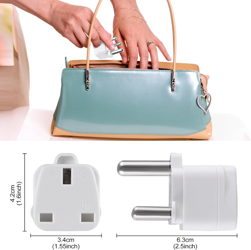 2-Pack UK to South Africa Plug Adapters South Africa Power Converter Grounded Universal Travel Adapter 3 Pin South Africa, Ghana, Bahrain, Mauritius etc International Type M Plug (White)