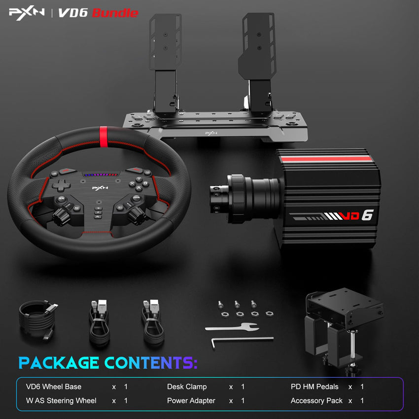 Gaming Steering Wheel Bundle Direct-Drive with Pedals 28cm PC Sim Racing Set