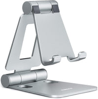 Nulaxy Cell Phone Stand, Fully Foldable Adjustable Desktop Phone Holder Cradle Dock Compatible with iPhone 17 16 15 14 13 12 11 Pro Xs Max Xr X 8, HUAWEI, Galaxy, Nintendo Switch, All Phones - Silver