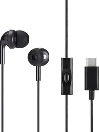Amazon Basics Headphones, USB-C Wired Earbuds with Microphone, In-Ear, 4.2-ft Cable, S/M/L Ear Tips, Black