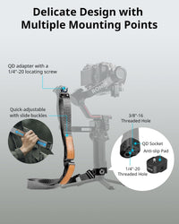 SMALLRIG RS 4 RS 3 RS 2 Weight-Reducing Shoulder Strap Compatible with Sling Handle for DJI, Gimbal Belt with QD Quick Release Buckles for DJI RS 4 Pro/RS 4/ RS 3 Pro/RS 3/ RS 2 Gimbal - 4118